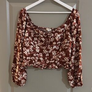 Chic Floral Blouse in Rich Brown